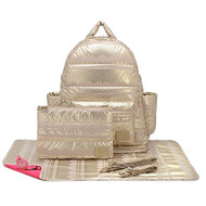 CiPU B-Bag 2.0 ECO Backpack Diaper Bag 6 Piece Combo Set (Lace Gold)