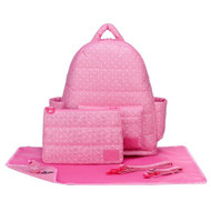 CiPU B-Bag 2.0 ECO Backpack Diaper Bag 6 Piece Combo Set (Pink Polka Dots)