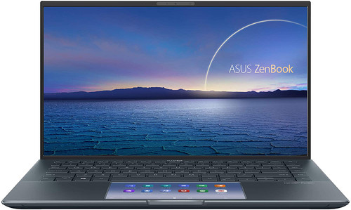 ASUS ZenBook 14 Ultra-Slim Laptop 14” FHD NanoEdge Bezel Display, Intel Core i7-1165G7, NVIDIA MX450, 16GB RAM, 512GB SSD, ScreenPad 2.0, Thunderbolt 4, Windows 10 Pro, Pine Grey, UX435EG-XH74