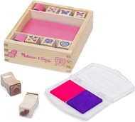 Melissa & Doug Butterfly and Heart Wooden Stamp Set: 8 Stamps and 2-Color Stamp Pad